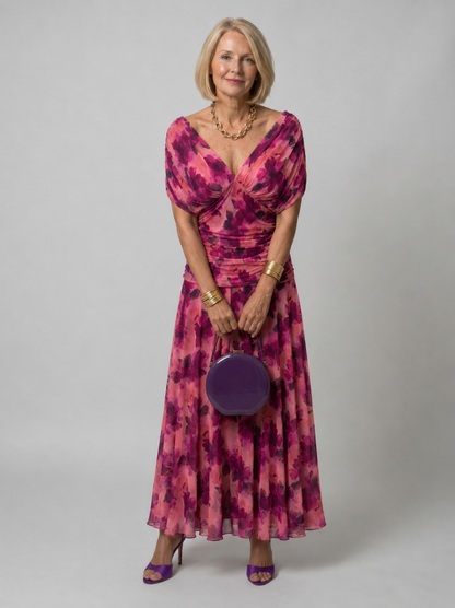 Sylvera | Romantic Print Evening Midi Dress