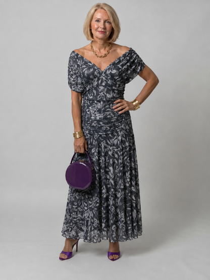 Sylvera | Romantic Print Evening Midi Dress