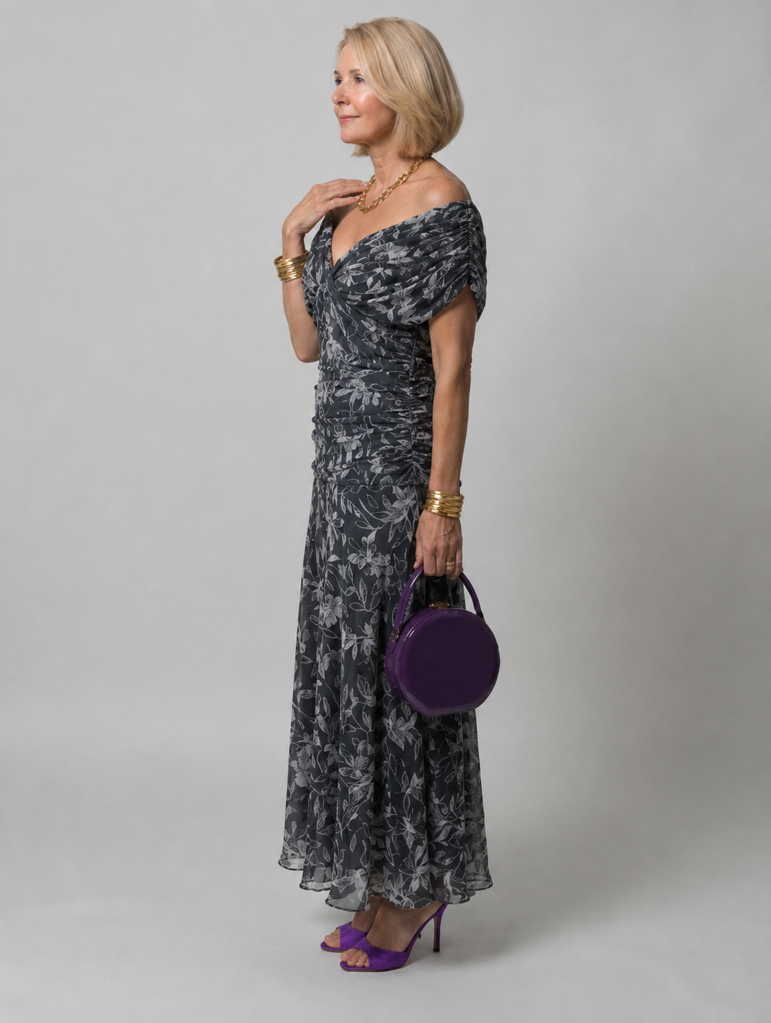 Sylvera | Romantic Print Evening Midi Dress