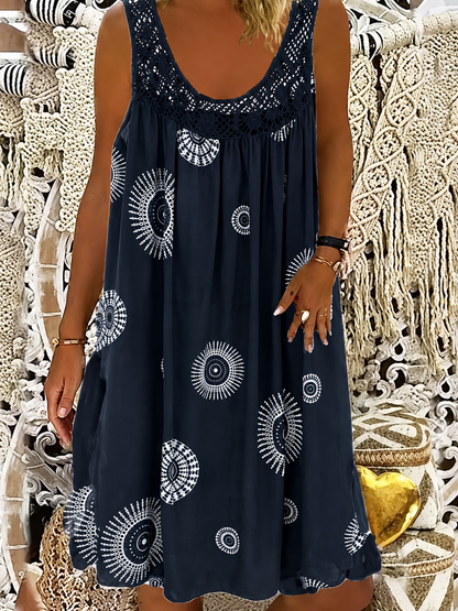 Meridia | Bohemian Print Sleeveless Swing Dress