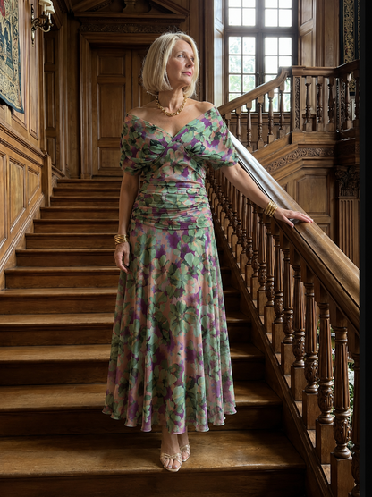 Sylvera | Romantic Print Evening Midi Dress