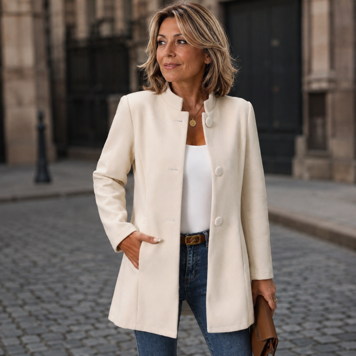 Kelvina | Elegant Stand Collar Coat