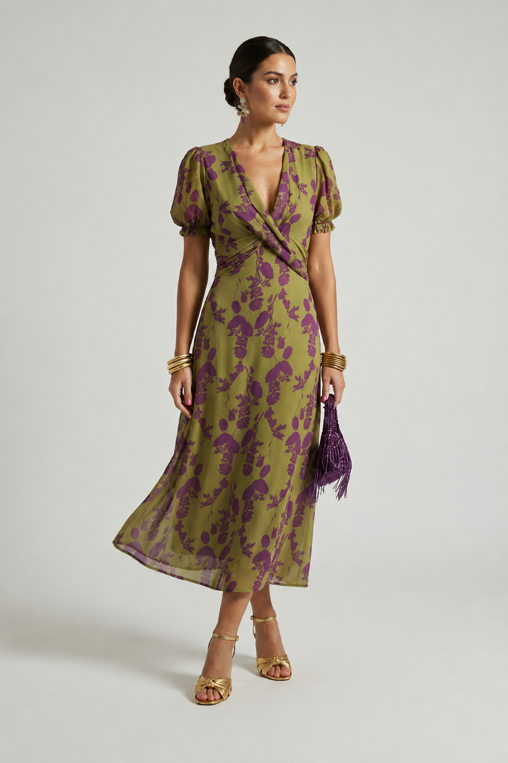 Wynora | Puff Sleeve Botanical Dress