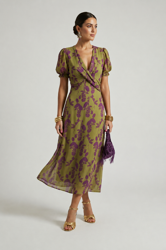 Wynora | Puff Sleeve Botanical Dress