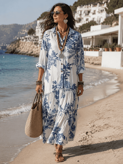 Alizée | Botanical Print Tiered Maxi Dress
