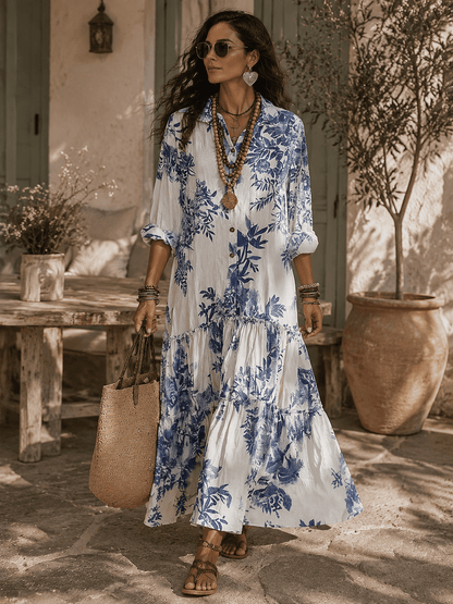 Alizée | Botanical Print Tiered Maxi Dress