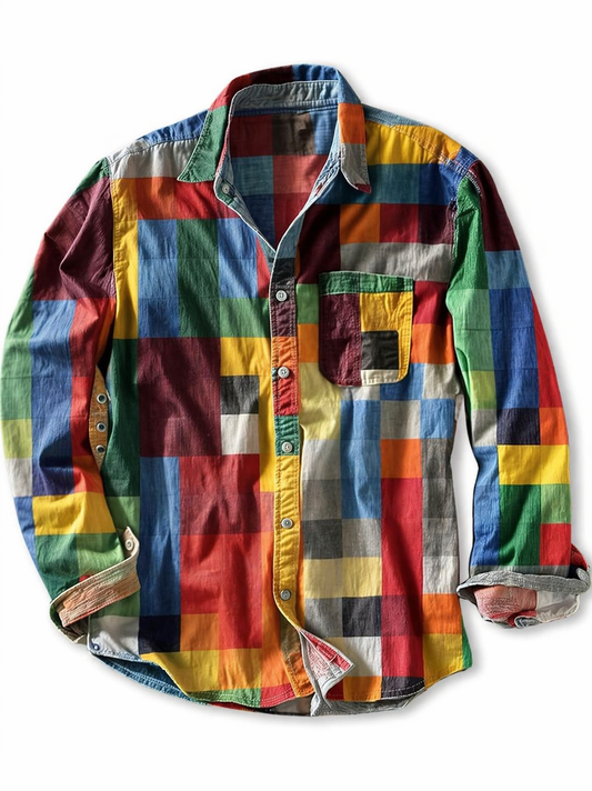 Godric | Vintage Multicolor Patchwork Shirt
