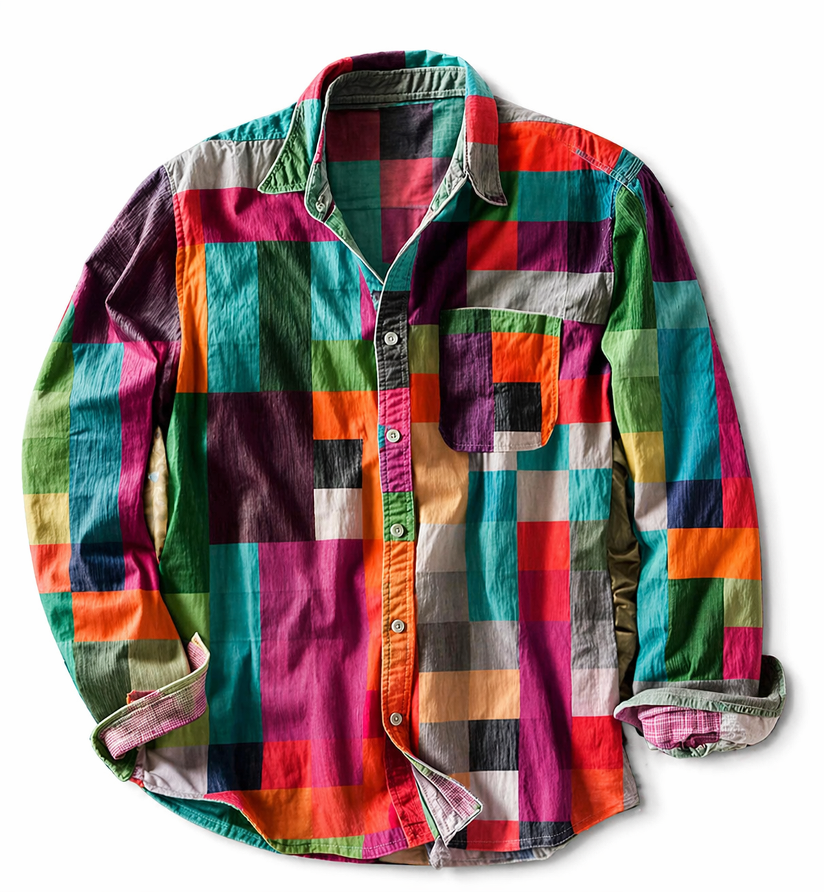 Godric | Vintage Multicolor Patchwork Shirt