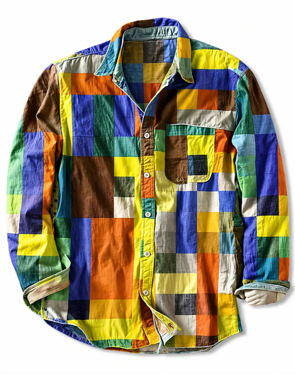 Godric | Vintage Multicolor Patchwork Shirt