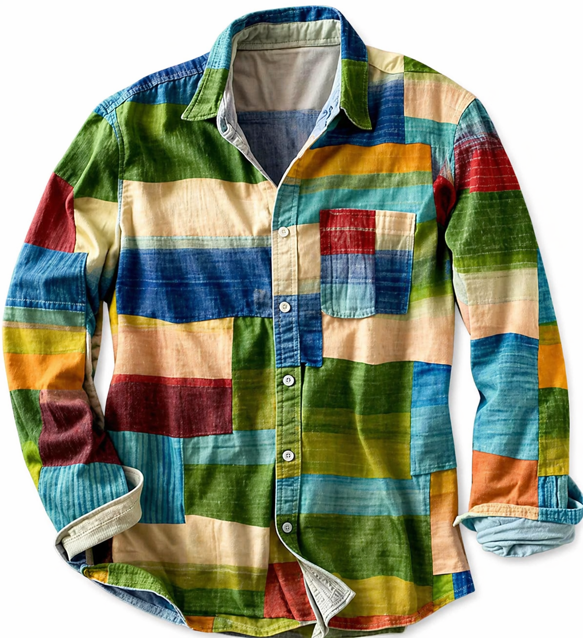 Godric | Vintage Multicolor Patchwork Shirt