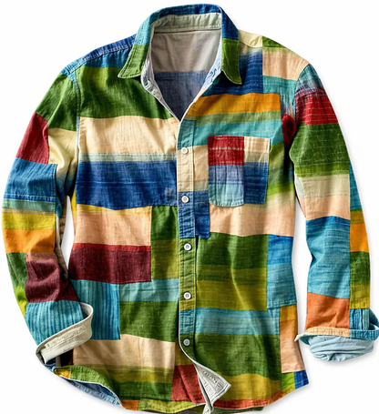 Godric | Vintage Multicolor Patchwork Shirt