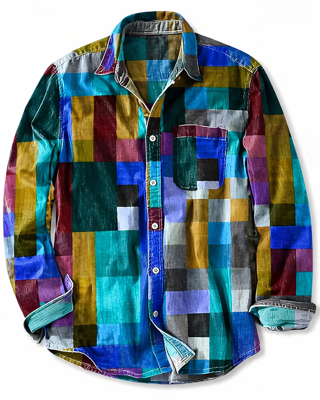 Godric | Vintage Multicolor Patchwork Shirt