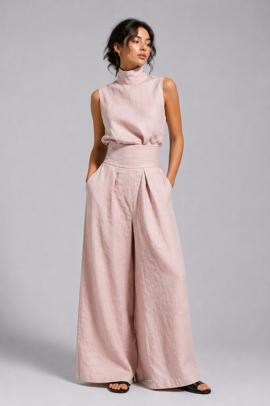 Marisol | Sleeveless High Neck Wide Leg Jumpsuit
