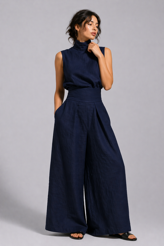 Marisol | Sleeveless High Neck Wide Leg Jumpsuit