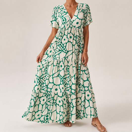 Briena | Floral Pattern Tiered Maxi Dress