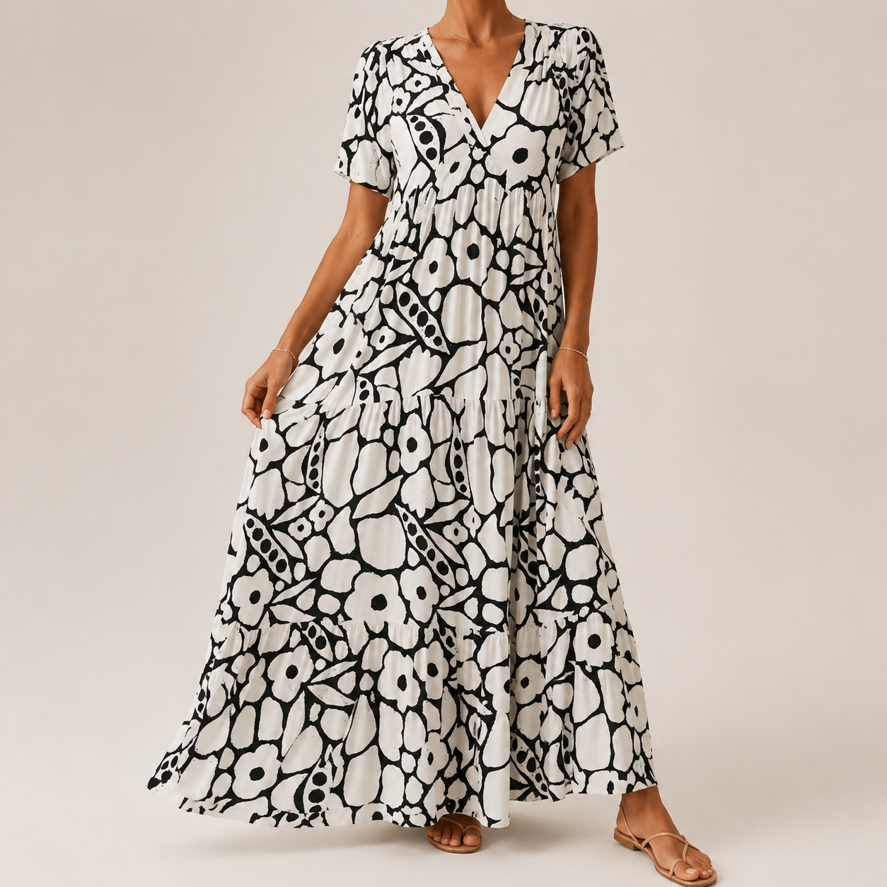 Briena | Floral Pattern Tiered Maxi Dress