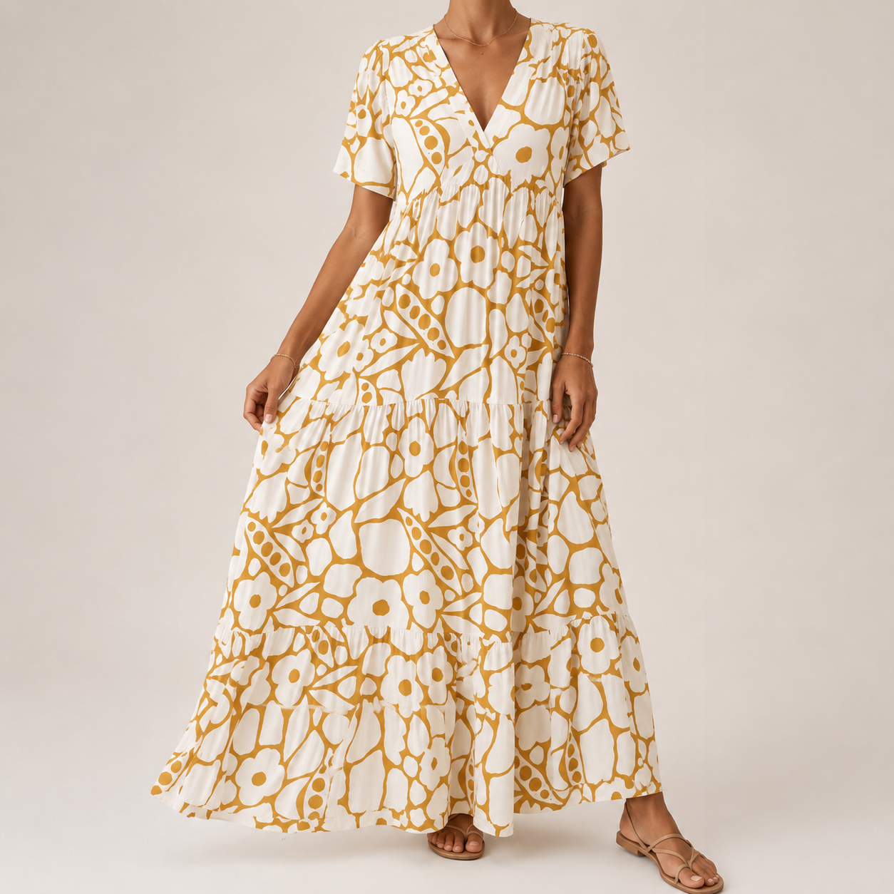 Briena | Floral Pattern Tiered Maxi Dress