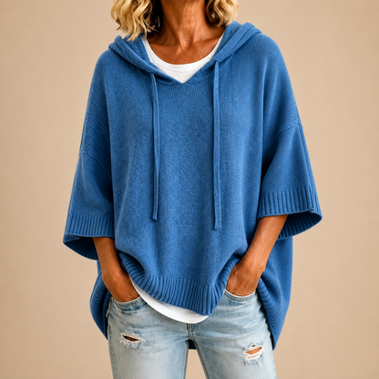 Rovenna | Relaxed Drop Shoulder Knit Hoodie