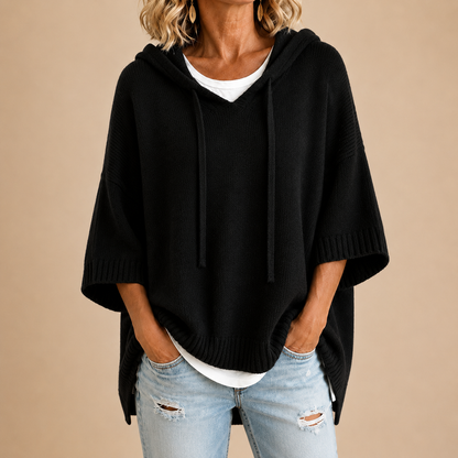 Rovenna | Relaxed Drop Shoulder Knit Hoodie