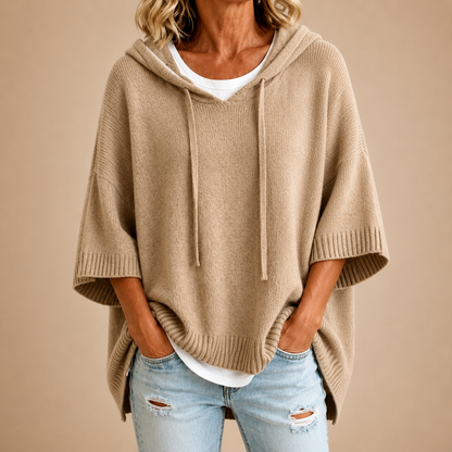 Rovenna | Relaxed Drop Shoulder Knit Hoodie