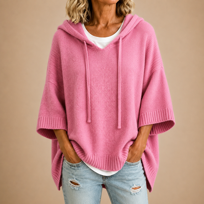 Rovenna | Relaxed Drop Shoulder Knit Hoodie