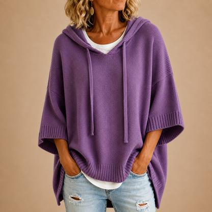 Rovenna | Relaxed Drop Shoulder Knit Hoodie