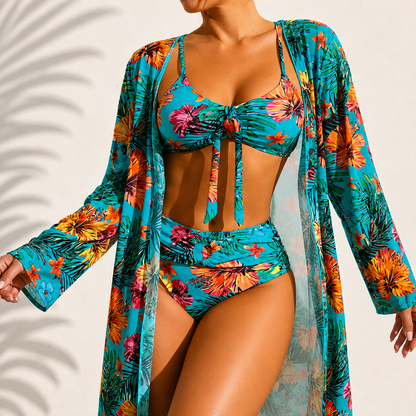 Dianora | Floral Tie Front Bikini Set