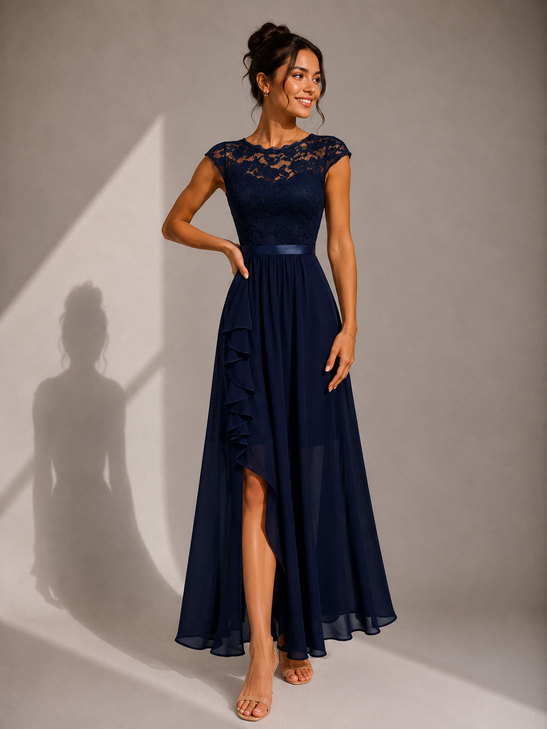 Rosamund | Elegant Ruffle Hem Evening Dress