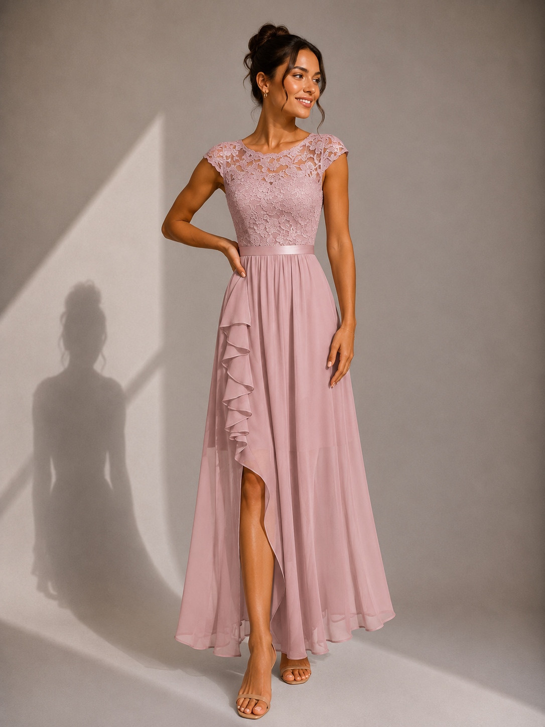 Rosamund | Elegant Ruffle Hem Evening Dress