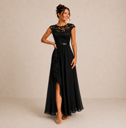 Genevra | Flowing Ruffle Detail Formal Dress