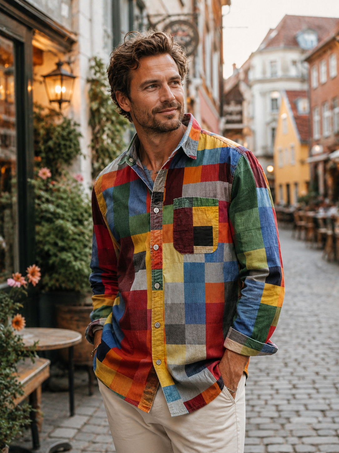 Caldrick | Patchwork Plaid Casual Button Shirt