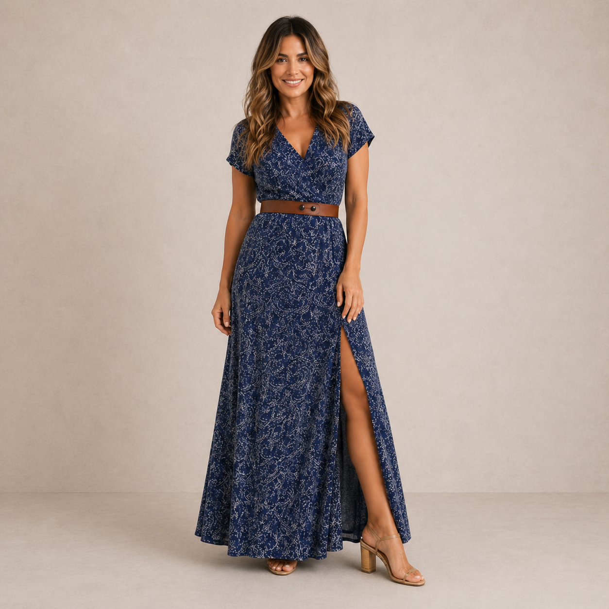 Delphina | Printed Wrap Front Maxi Dress