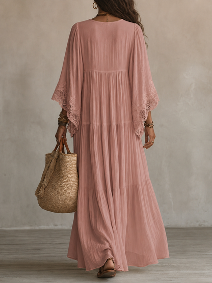 Quintessa | Bohemian Lace V Neck Maxi Dress