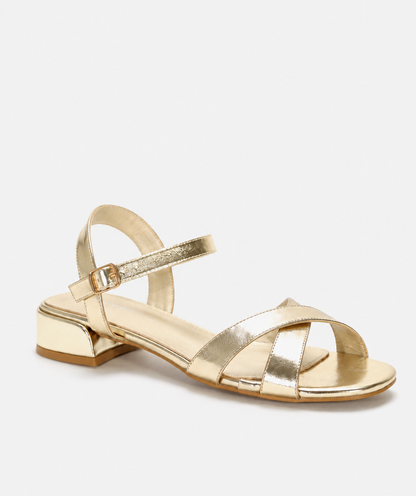 Emanuelle | Refined Metallic Block Heel Sandals