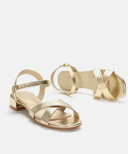 Emanuelle | Refined Metallic Block Heel Sandals