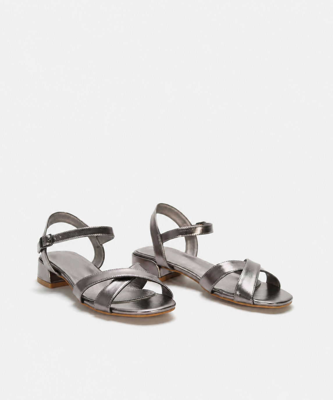Emanuelle | Refined Metallic Block Heel Sandals