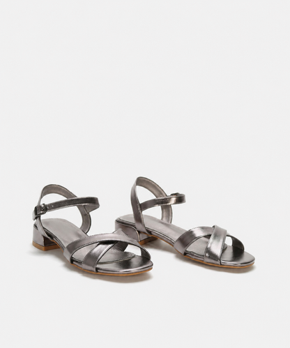 Emanuelle | Refined Metallic Block Heel Sandals