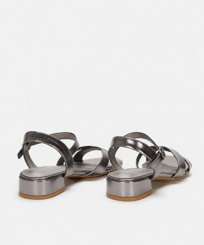 Emanuelle | Refined Metallic Block Heel Sandals