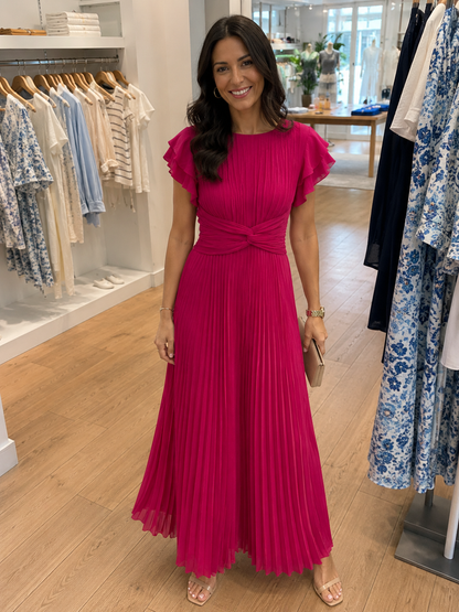 Amorette | Pleated Twist Waist Maxi Dress