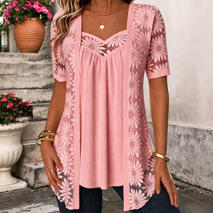 Ysolde | Floral Lace Two Piece Top Set