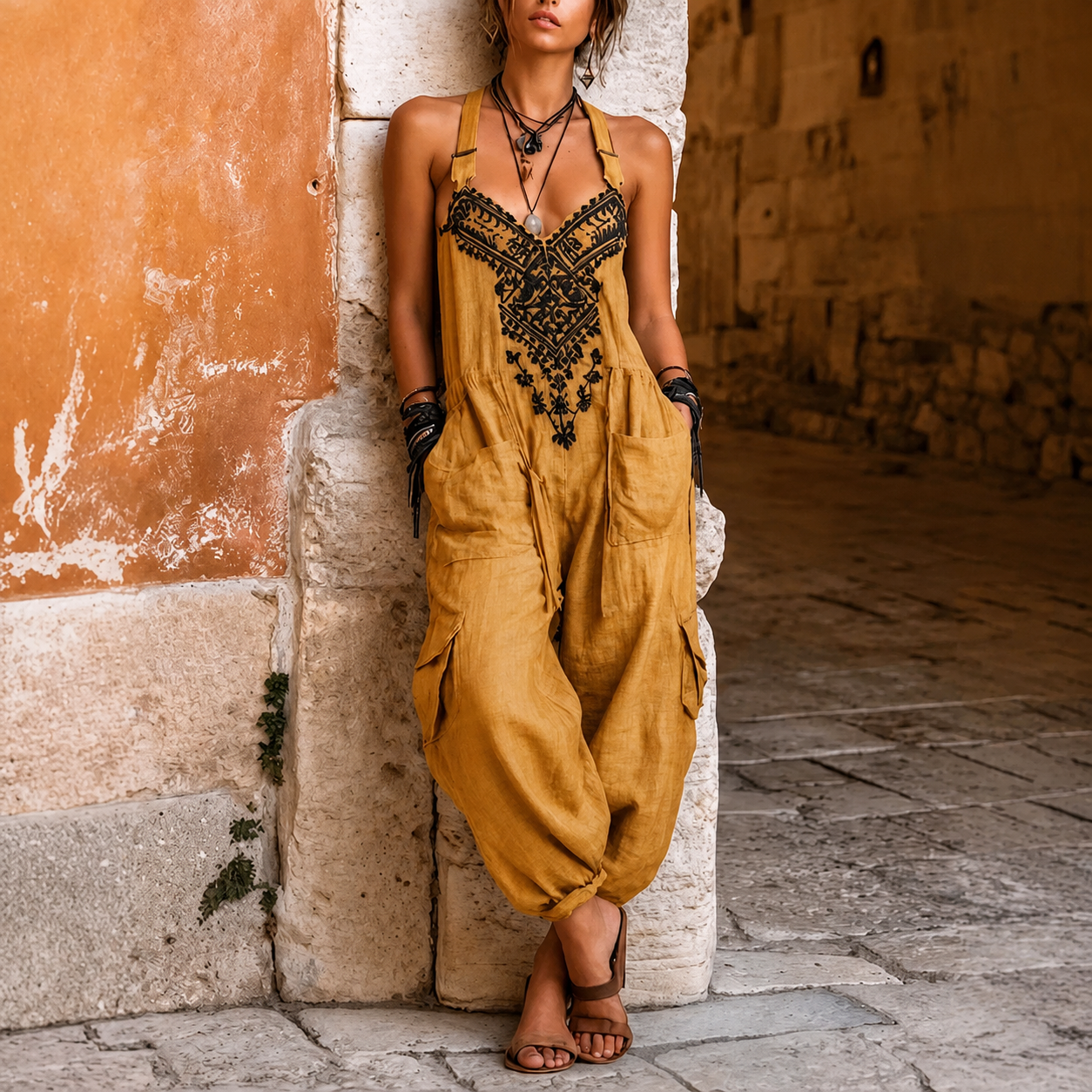 Briseida | Bohemian Utility Pocket Jumpsuit