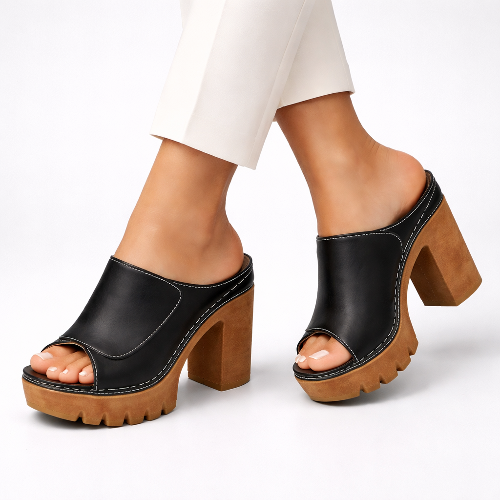 Zinnara | Retro Inspired Heel Mule Sandals
