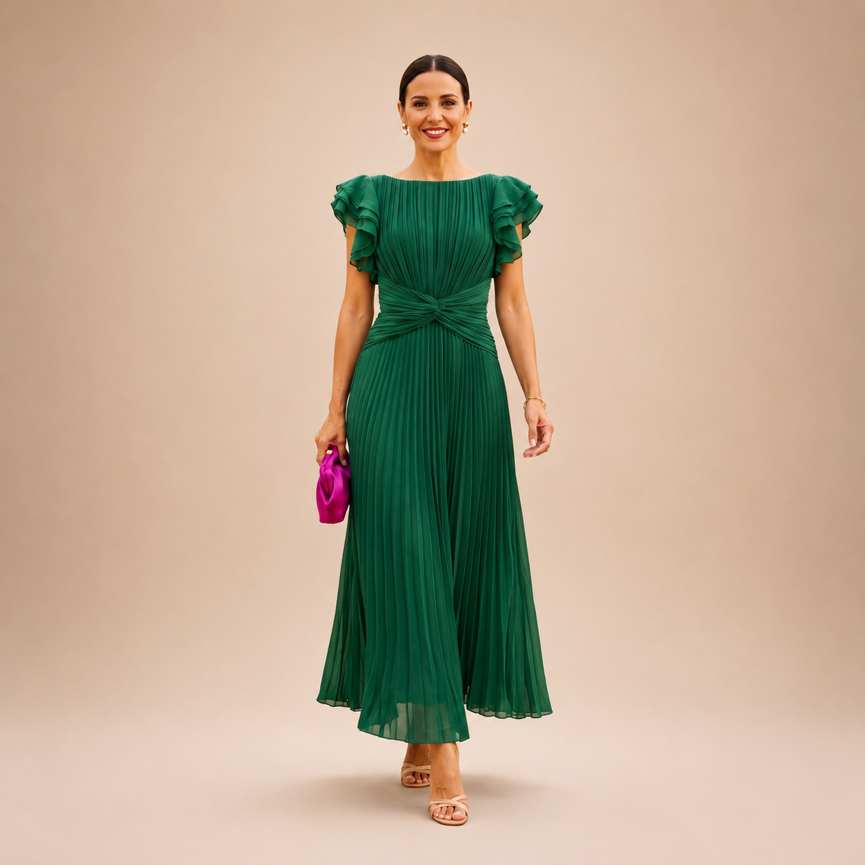 Amorette | Pleated Twist Waist Maxi Dress
