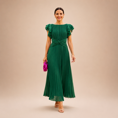 Amorette | Pleated Twist Waist Maxi Dress