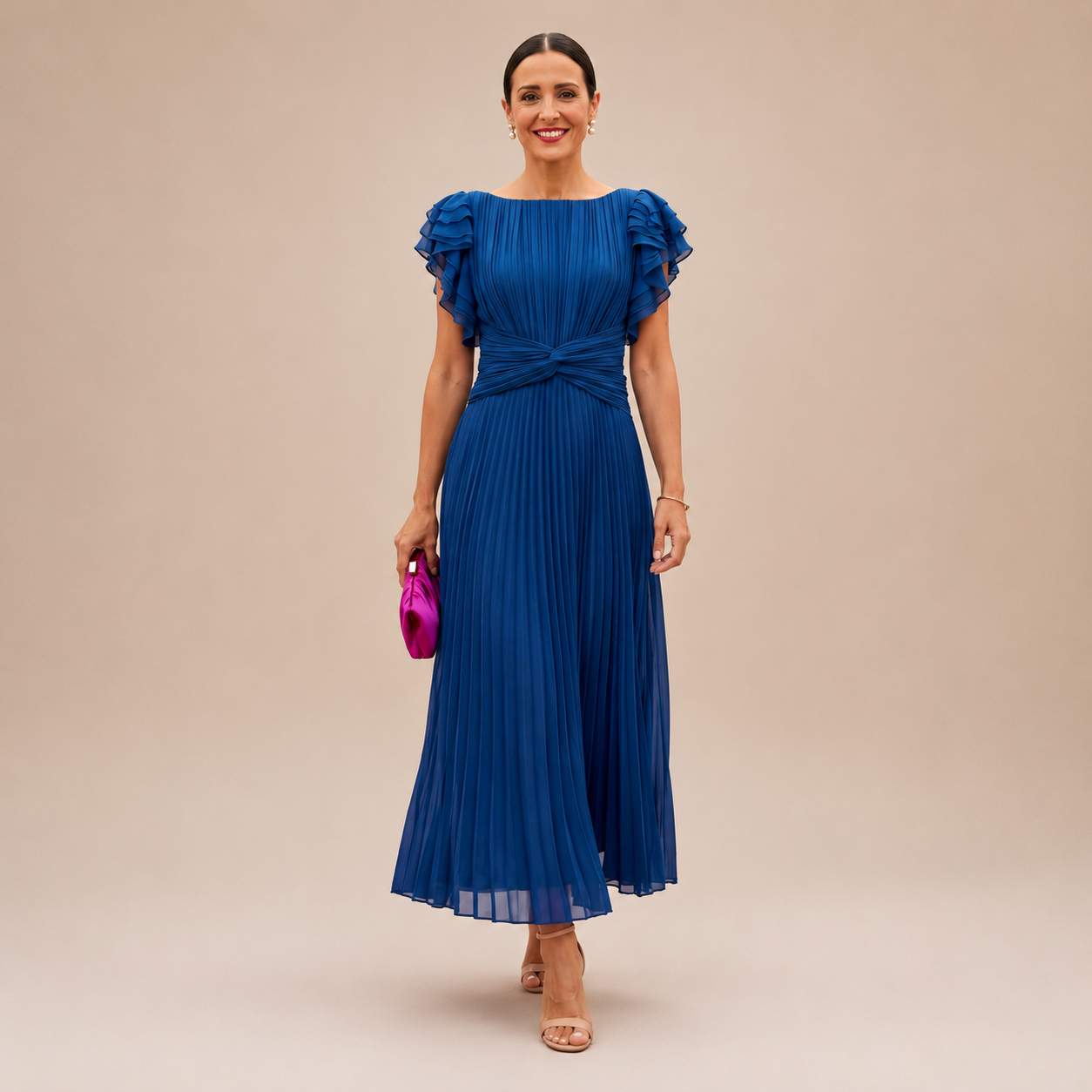 Amorette | Pleated Twist Waist Maxi Dress