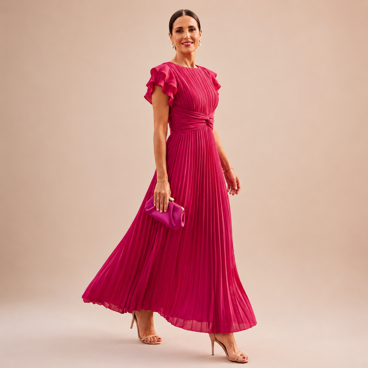 Amorette | Pleated Twist Waist Maxi Dress