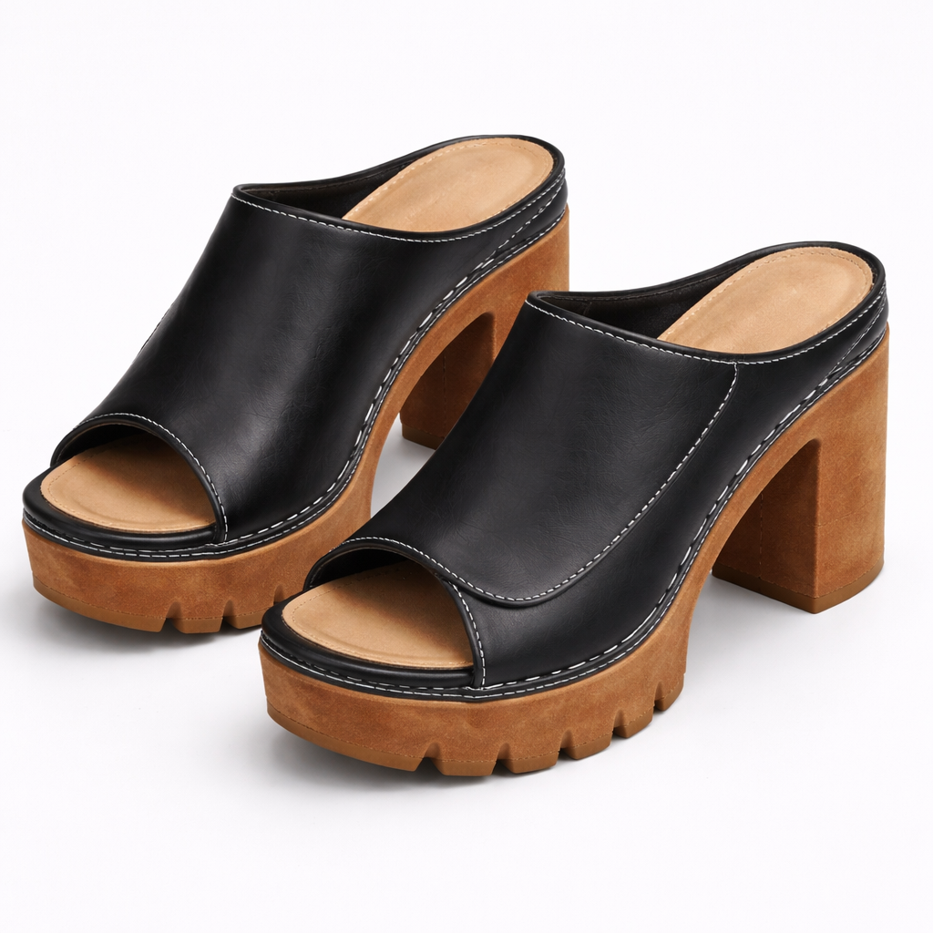 Zinnara | Retro Inspired Heel Mule Sandals