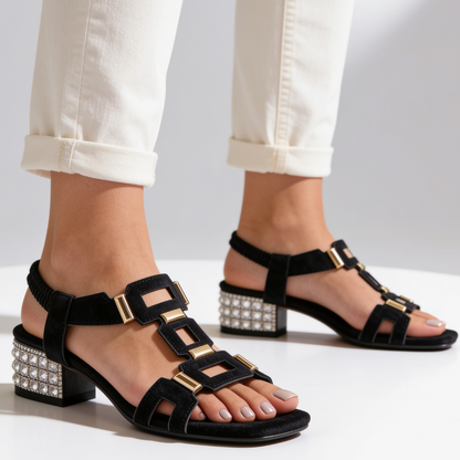 Valora | Embellished Block Heel Sandals