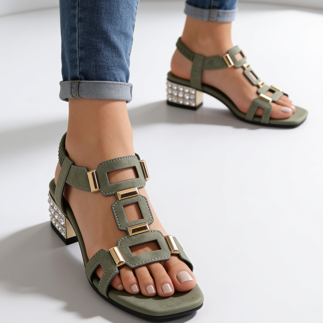 Valora | Embellished Block Heel Sandals