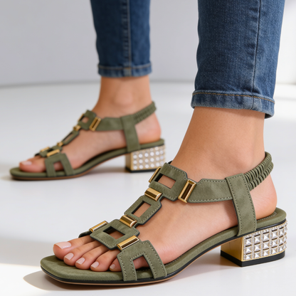 Valora | Embellished Block Heel Sandals